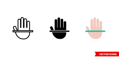 Üç tip avuç içi tarama simgesi. İzole vektör işareti sembolü.