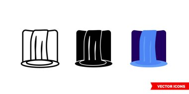 3 tip şelale ikonu. İzole vektör işareti sembolü.