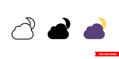 Üç tipli gece ikonu. İzole vektör işareti sembolü.