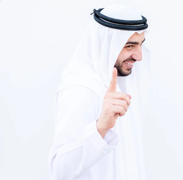 Arabský Chlap Usmívá Cítí Šťastný — Stock fotografie