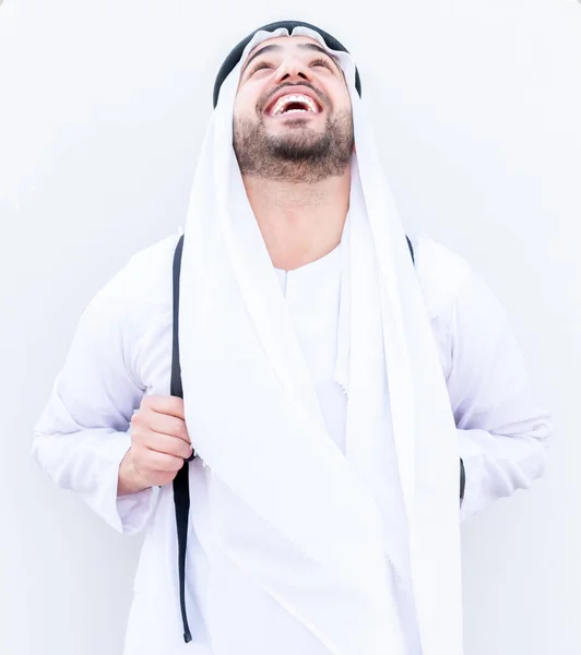 Arabic Guy Wearing His Backpack Preparing School — Stock Photo, Image