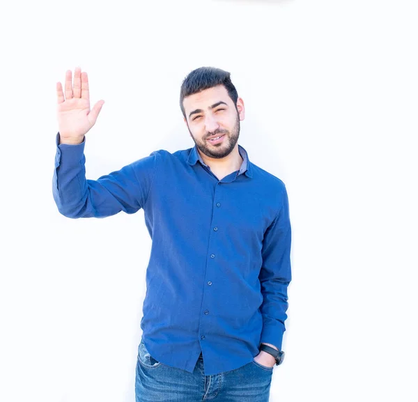 Arabic Guy Waving His Friends Saying Bye — Stock Photo, Image