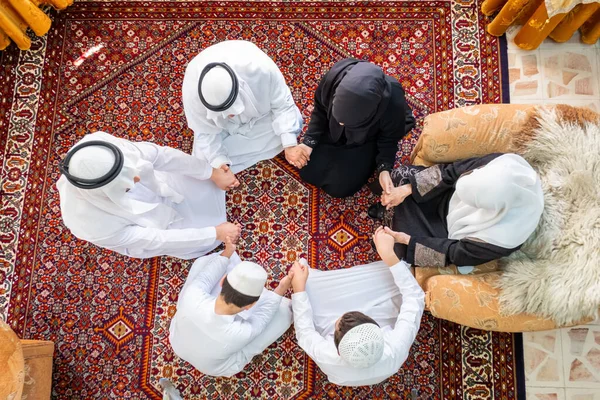 Group Arabic Muslim People Holding Each Other Hands — Stock Photo, Image