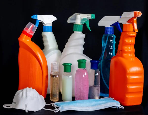 Produtos Higiene Com Fundo Preto — Fotografia de Stock