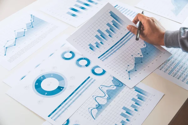 Business Man Working Data Document Chart Report Marketing Research Development — Foto de Stock
