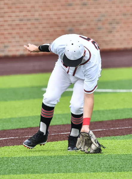 Basebollspelare Aktion Basebollmatch — Stockfoto