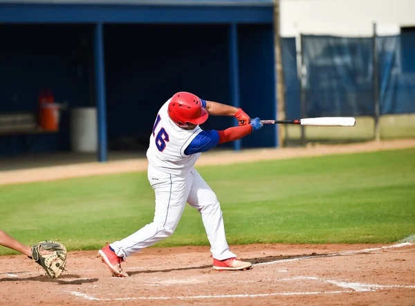 Basebollspelare Aktion Basebollmatch — Stockfoto