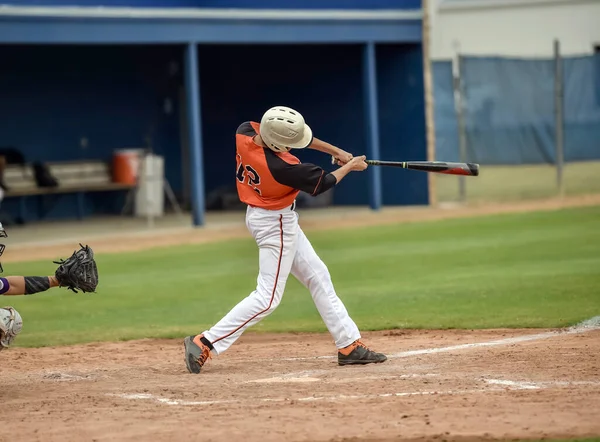 Basebollspelare Aktion Basebollmatch — Stockfoto