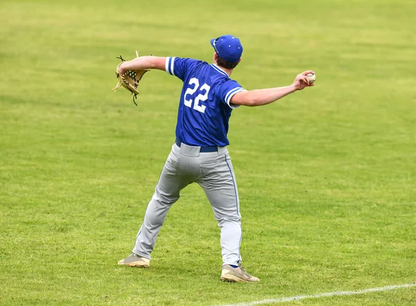 Basebollspelare Aktion Basebollmatch — Stockfoto