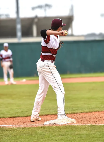 Joueur Baseball Action Pendant Match Baseball — Photo