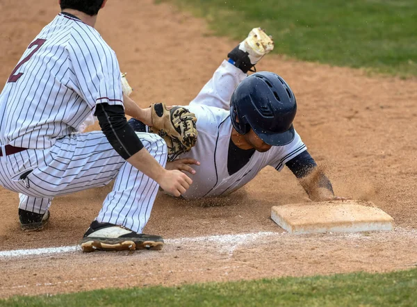 Basebollspelare Aktion Basebollmatch — Stockfoto