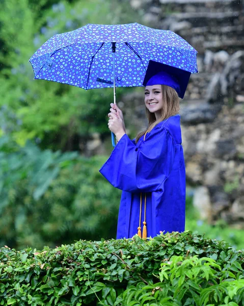 Jeune Lycée Féminin Senior Posant Pour Des Photos Senior Dans — Photo