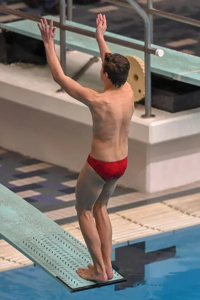 Boy Divers Competing Diving Meet Competition South Texas — Stock Photo, Image