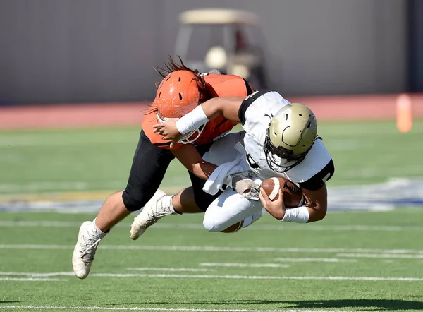 Grandes Photos Action Joueurs Football Faisant Des Jeux Étonnants Pendant — Photo