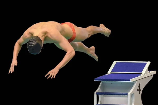 Boy Swimmers Competindo Encontro Natação Sul Texas — Fotografia de Stock