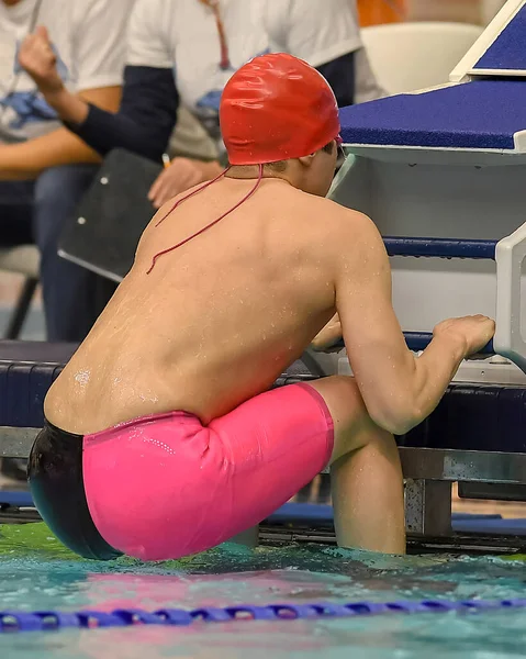 Boy Swimmers Competindo Encontro Natação Sul Texas — Fotografia de Stock