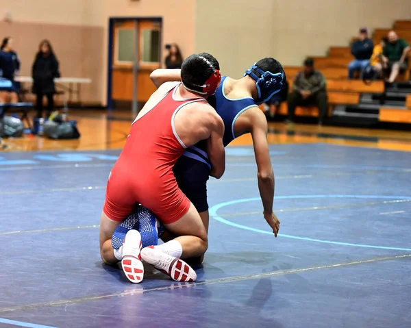 Luchadores Masculinos Atléticos Compitiendo Una Lucha Libre —  Fotos de Stock