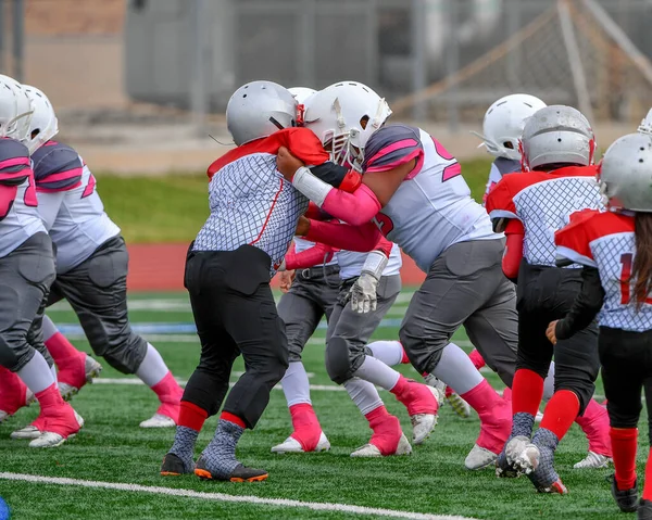 Jeunes Enfants Jouant Football Drapeau — Photo