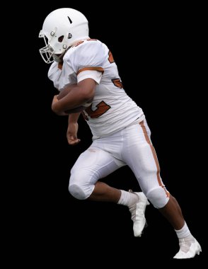 İnanılmaz sporcular, rekabetçi bir futbol maçında harika yakalayıp koşuyor.