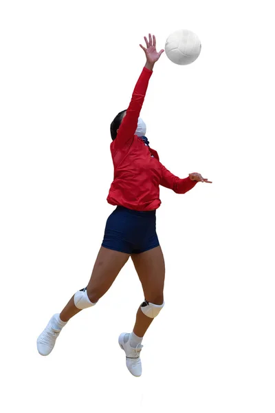 Young Girl Playing Competitive Volleyball Match — Stock Photo, Image