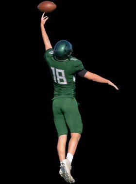 İnanılmaz sporcular, rekabetçi bir futbol maçında harika yakalayıp koşuyor.