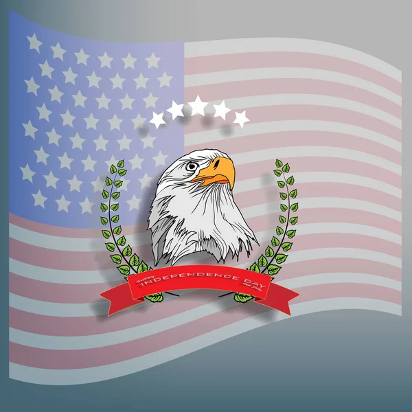 Aigle Vecteur Sur Drapeau Des États Unis Jour Indépendance — Image vectorielle
