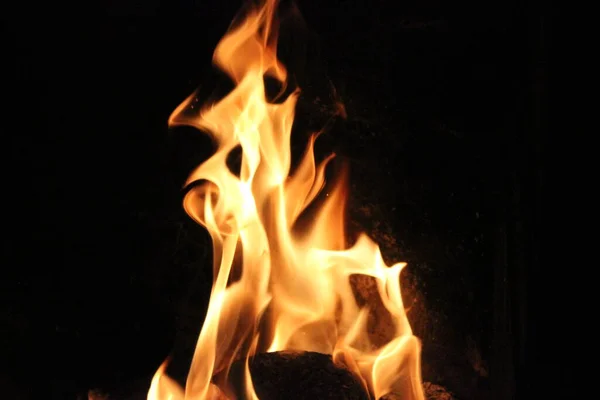Kaminfeuer Tanzt Vor Der Dunkelheit Fireplace Fire Dancing Front Darkness — Stock Photo, Image