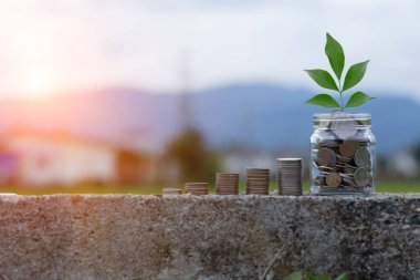 Elle para biriktirmek sürahi bardaklarına bozuk para koymak ve yerde dinlenen bozuk paralar.