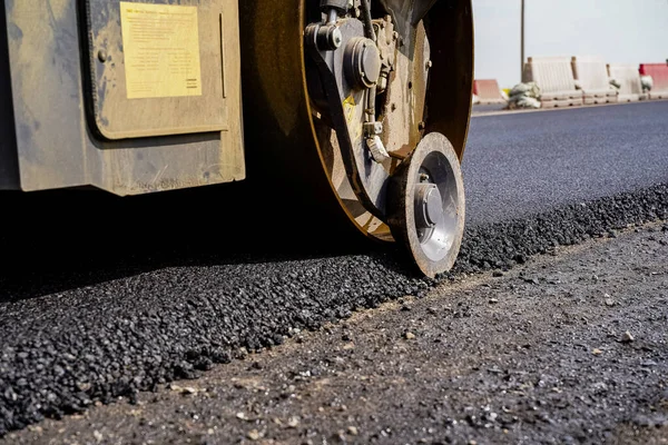 Equipo Carretera Pone Asfalto Obras Carreteras Pavimentadora Reparaciones Carreteras —  Fotos de Stock