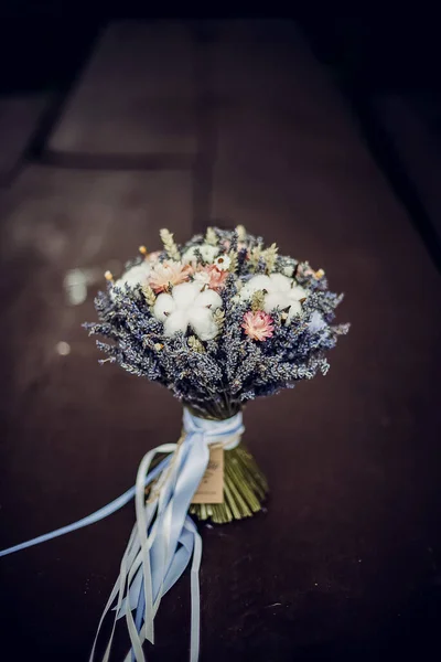 Свадебный Букет Сушеных Цветов Свадебный Букет Лаванда — стоковое фото