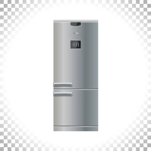 Moderne Réfrigérateur Congélateur Icône Réfrigérateur Couleur Argent Vue Face Métal — Image vectorielle