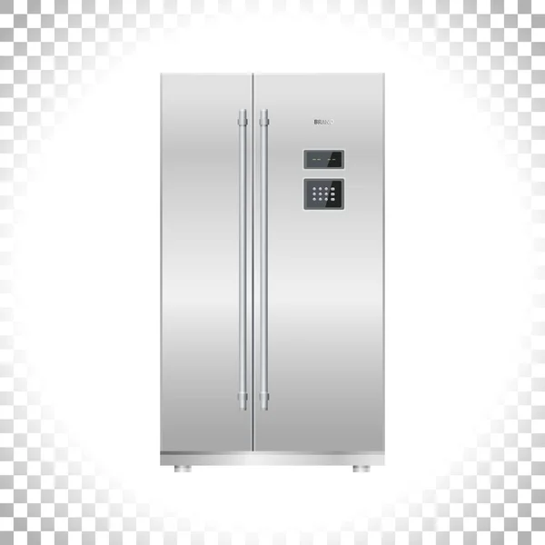 Hűtőszekrény Vagy Fagyasztó Hűtőszekrény Ikonja Két Ajtó Ezüst Dupla Ajtós — Stock Vector