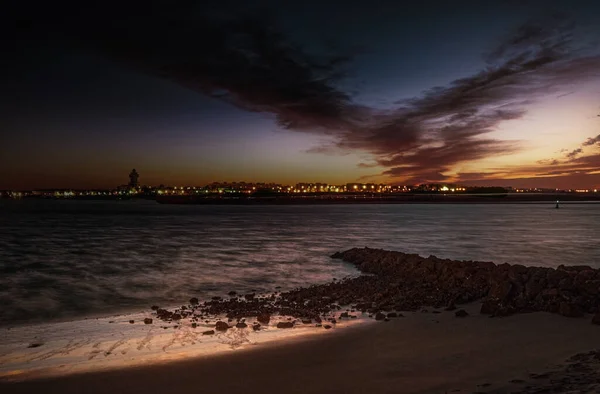 Sunrise Beach Sea Clouds Red Huelva — Stock Photo, Image
