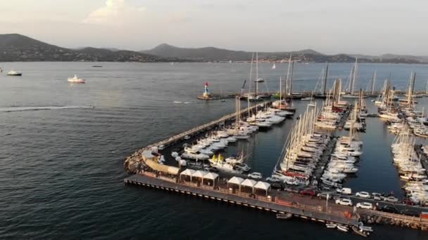 Saint Tropez França 2019 Voar Sobre Barcos Aéreos Mediterrânicos Sttropez — Vídeo de Stock