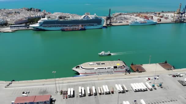 Hafen Von Miami Mit Kreuzfahrtschiffen Miami Ist Ein Wichtiger Hafen — Stockvideo
