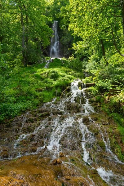 Elülső Kilátás Nyílik Urach Vízesés Közelében Bad Urach Sváb Alpok — Stock Fotó