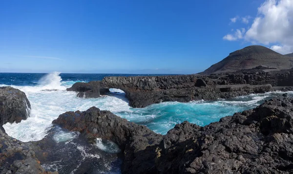 Hierro Islas Canarias Costa Con Arco Rocoso Bahía Del Charco — Foto de Stock
