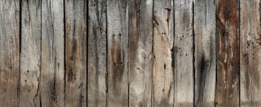 Wooden wall from old, weathered, vertical planks in brown and gray clipart
