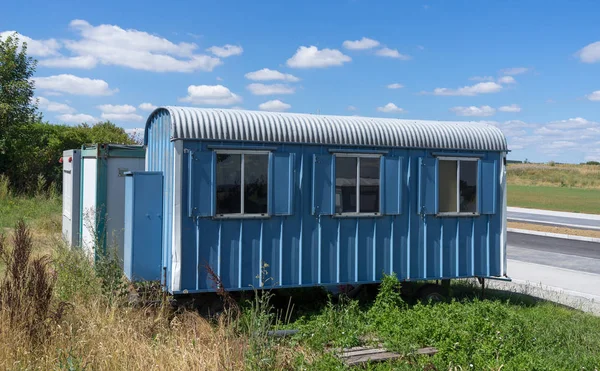 Blue Site Trailer Sunny Summer Day — Stock Photo, Image