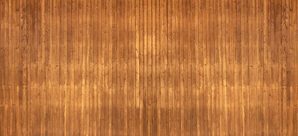 Large Wooden Wall Made Vertical Brown Boards Panoramic Wood Background — Stock Photo, Image