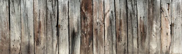 Vertical Row Old Vertical Weathered Gray Brown Wooden Planks Panoramic — Stock Photo, Image