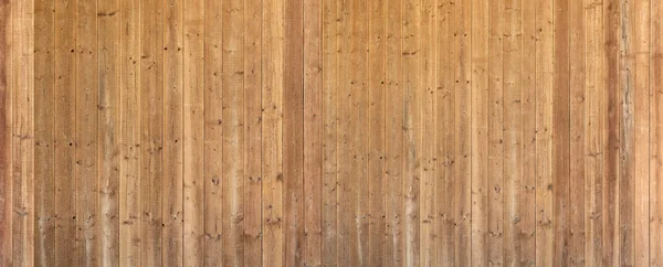 Detalhe Panorâmico Uma Parede Madeira Marrom Velha Feita Placas Verticais — Fotografia de Stock