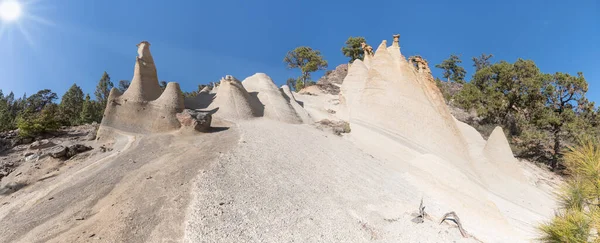 Panorama Över Landskapet Paisaje Lunar Teneriffa Kanarieöarna Spanien Solskenet — Stockfoto