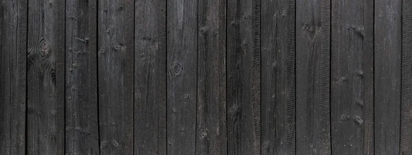 Panoramic Detail Old Black Wooden Wall Barn Made Vertical Boards — Stock Photo, Image