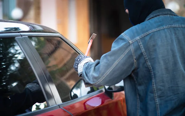 Car Thief Hammer Broken Glass — Stock Photo, Image