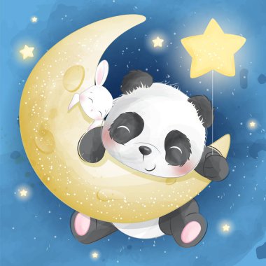 Tavşan resimli şirin panda.