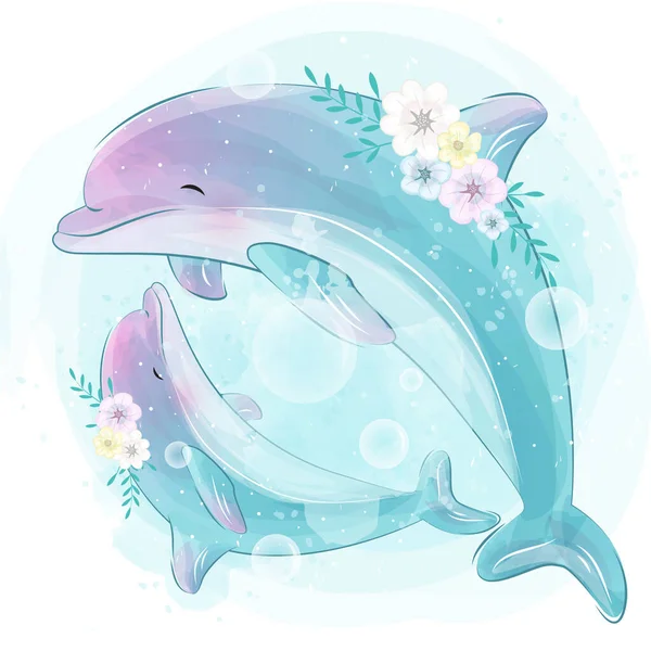 Hand Drawing Colorful Dolphin Vector Art Stock Images Depositphotos