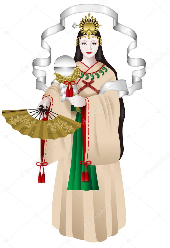 Illustration of Amaterasu Okami. Amaterasu Omikami, the Sun Goddess. She, the central deity ofin Japanese mythology , is a sun goddess.