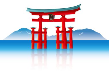 Bir Japon tapınağının tasviri.