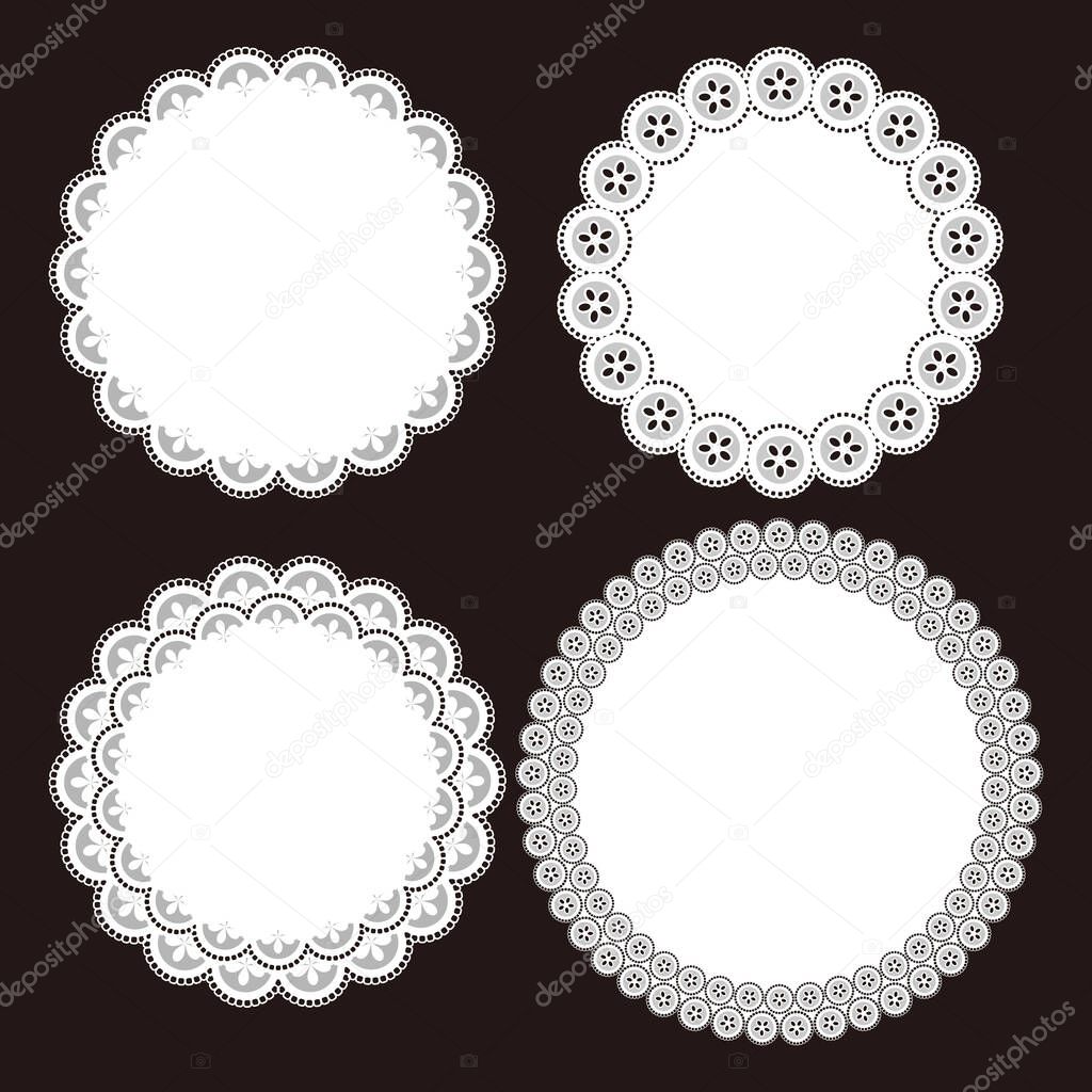 Illustration of lace patterns. / Paper coaster.